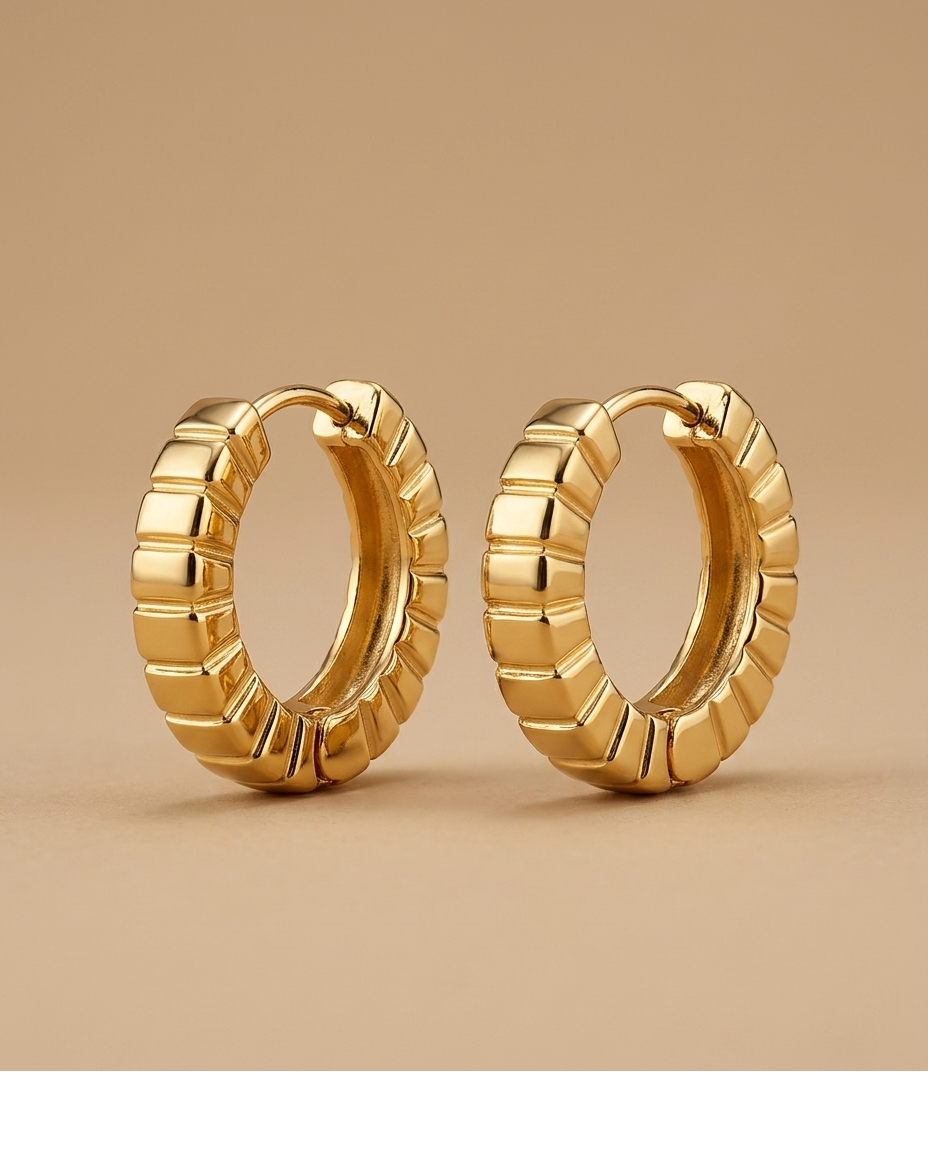 Chunky Segmented Gold Hoop Earrings for Women