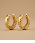 Chunky Segmented Gold Hoop Earrings for Women