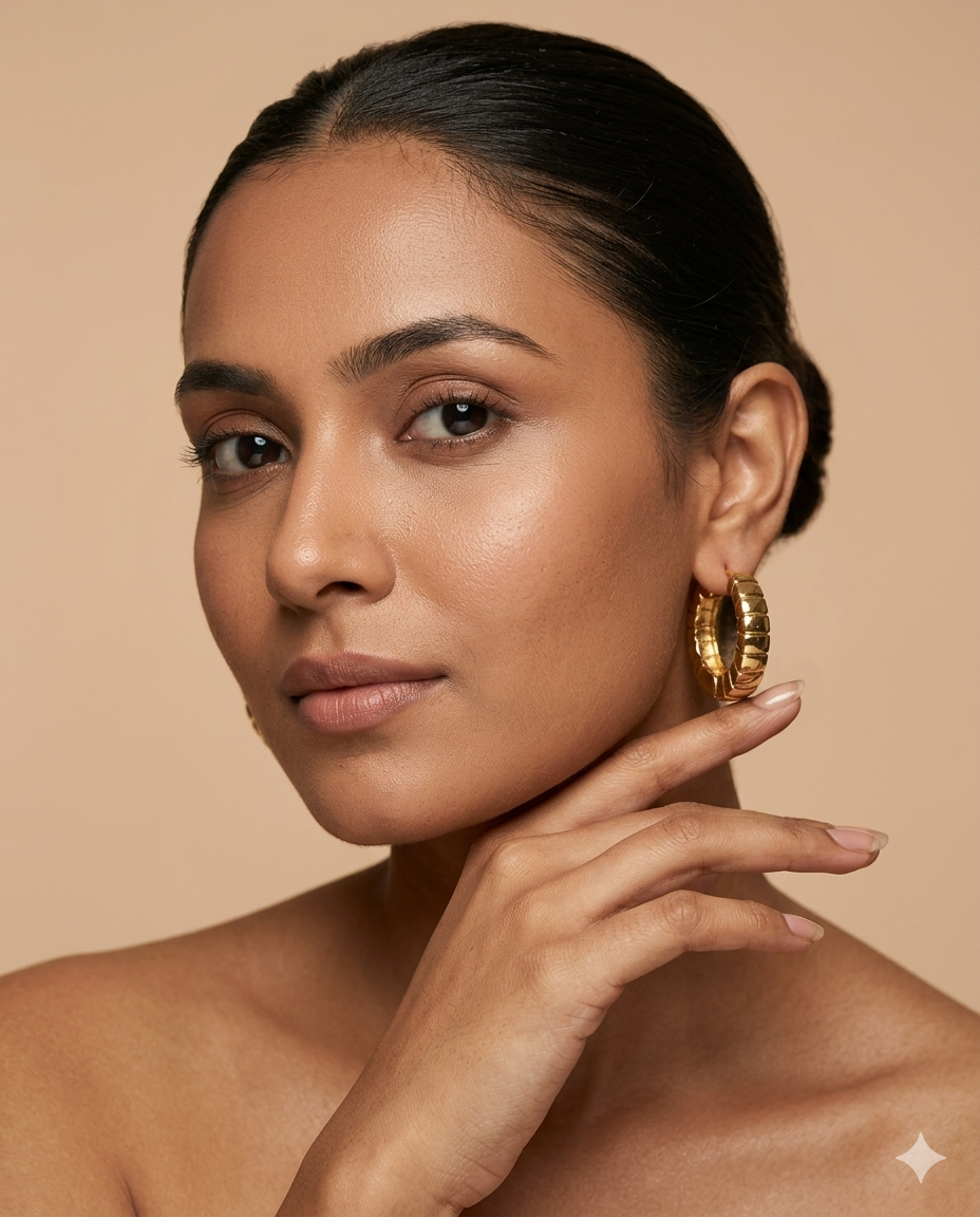 Chunky Segmented Gold Hoop Earrings for Women