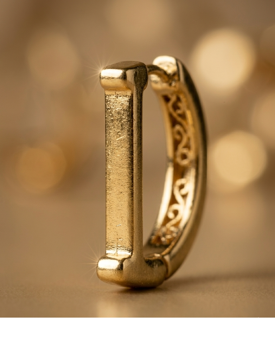 Gold Geometric Bar Huggie Hoop Earrings for Women