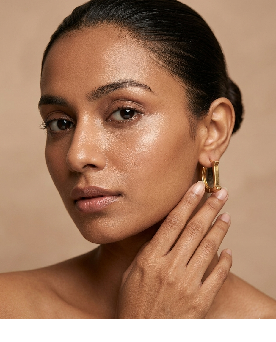 Gold Geometric Bar Huggie Hoop Earrings for Women