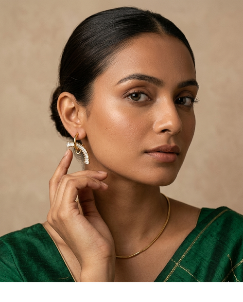 Baguette Crystal Crescent Hoop Earrings for Women