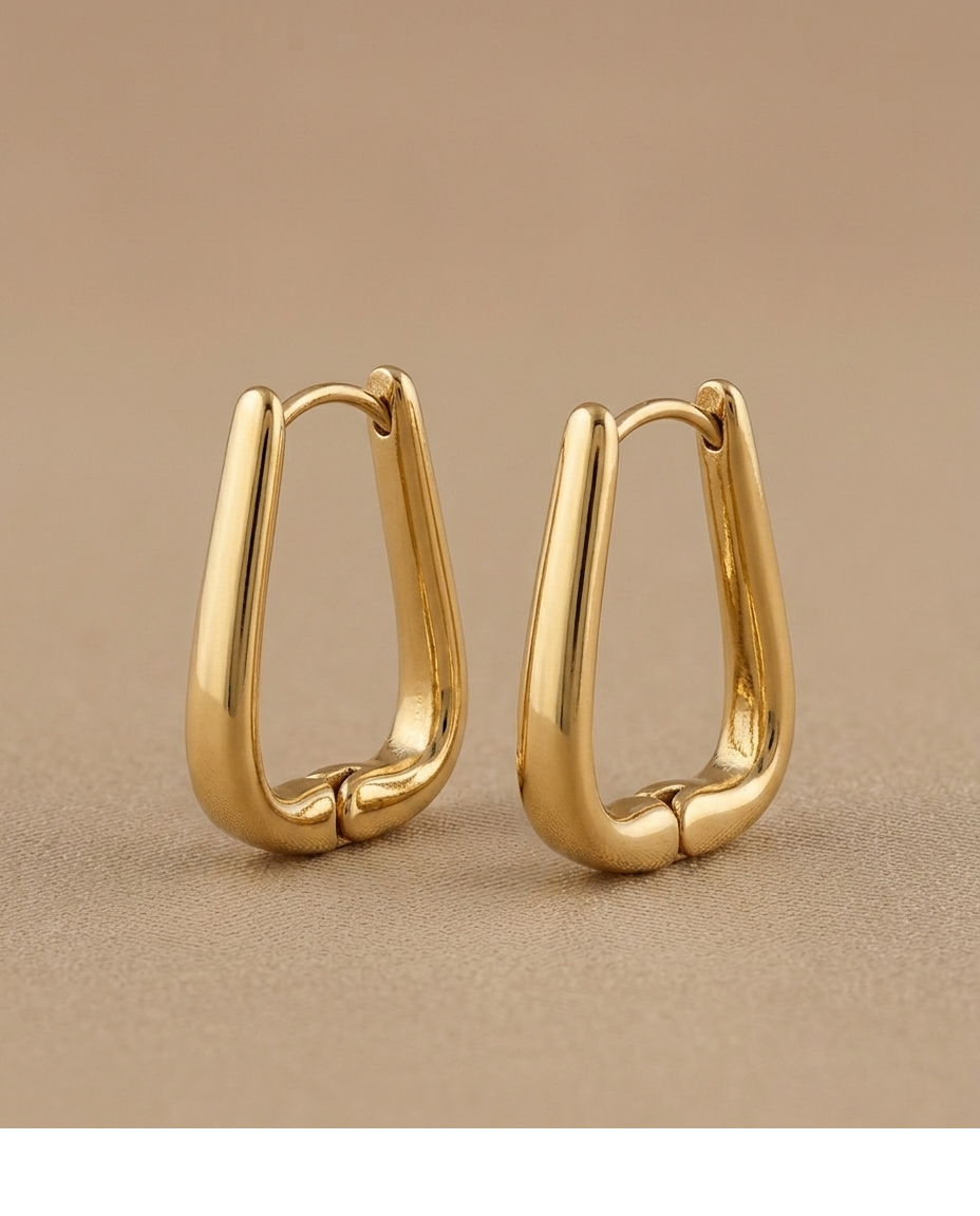 Modern Geometric U-Shaped Gold Hoop Earrings for Women