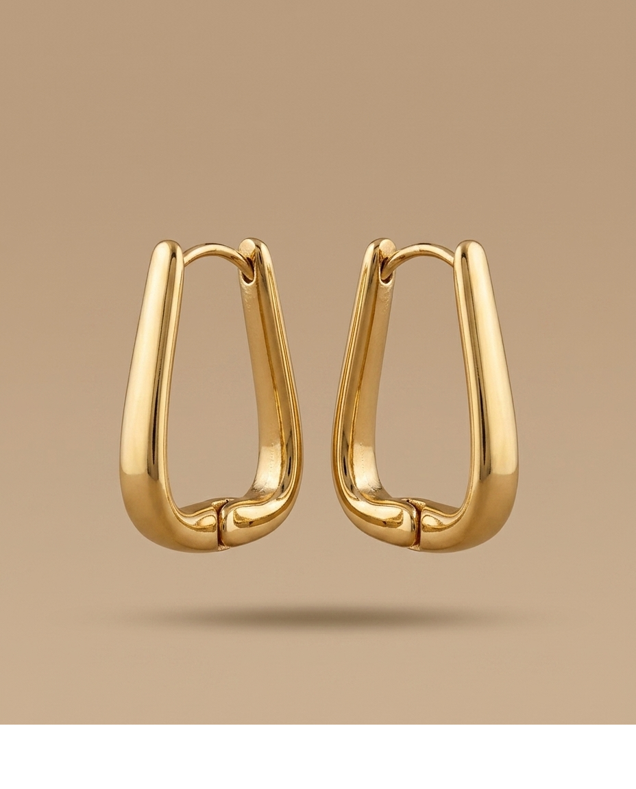 Modern Geometric U-Shaped Gold Hoop Earrings for Women