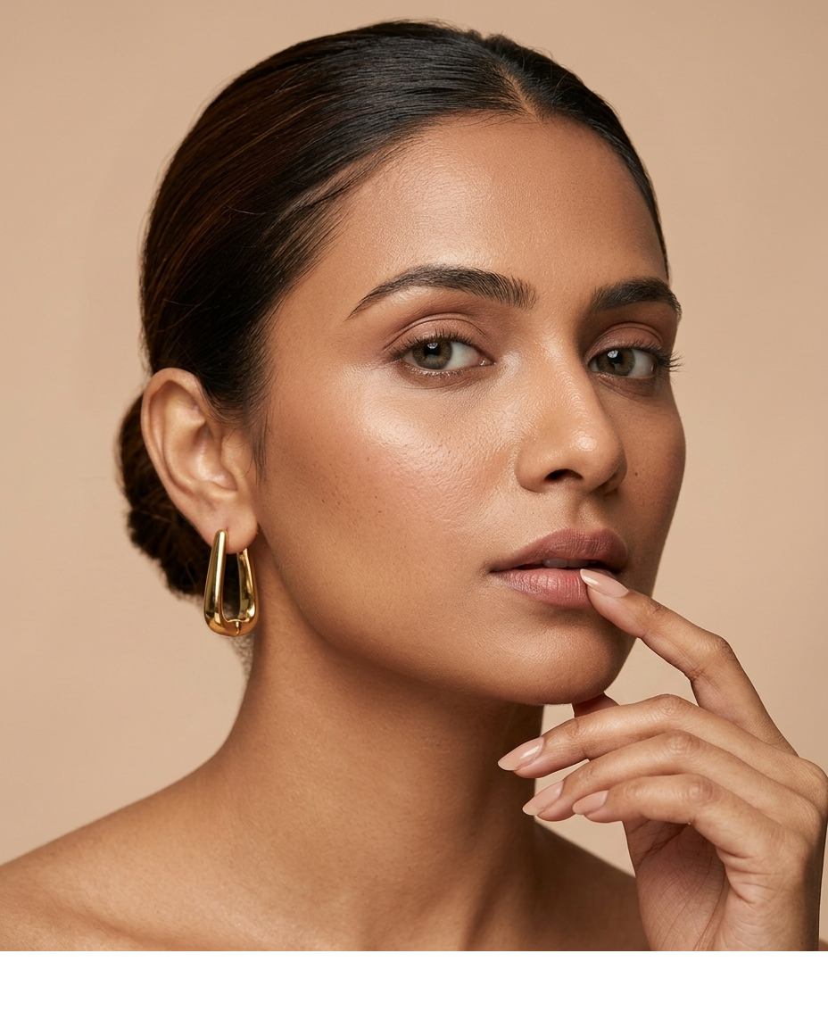 Modern Geometric U-Shaped Gold Hoop Earrings for Women