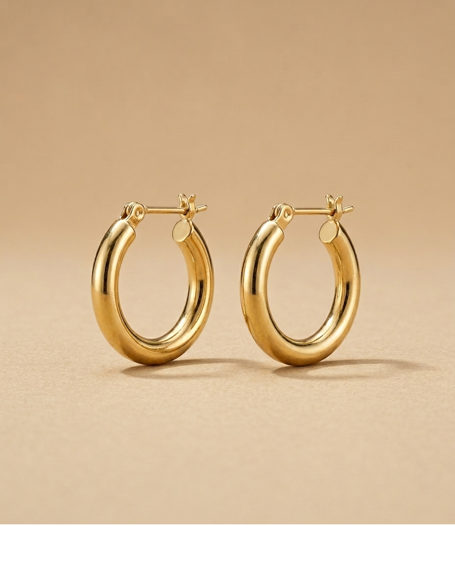 Classic Polished Gold Hoop Earrings for Women