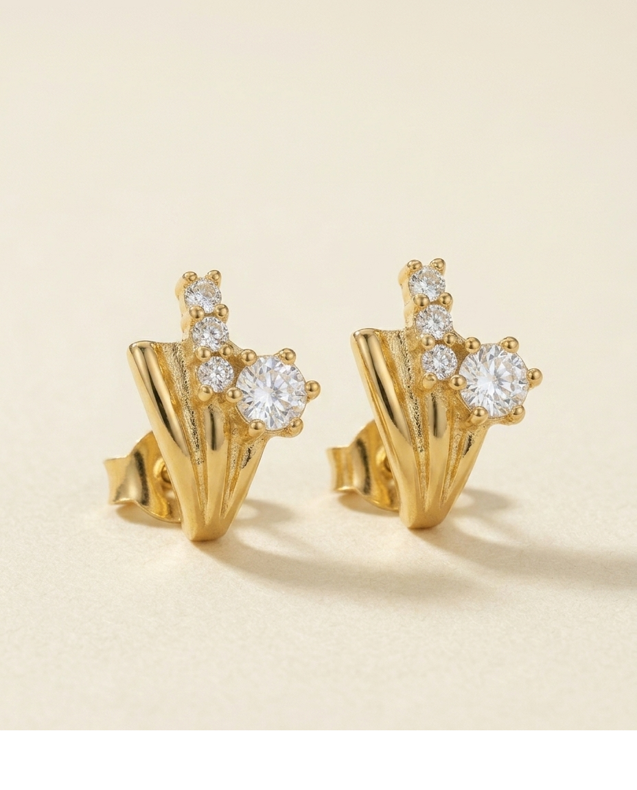 Celeste Spark Gold Plated CZ Stud Earrings for Women