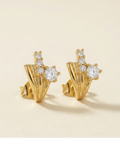 Celeste Spark Gold Plated CZ Stud Earrings for Women