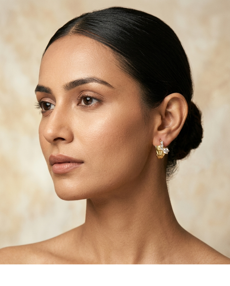 Celeste Spark Gold Plated CZ Stud Earrings for Women