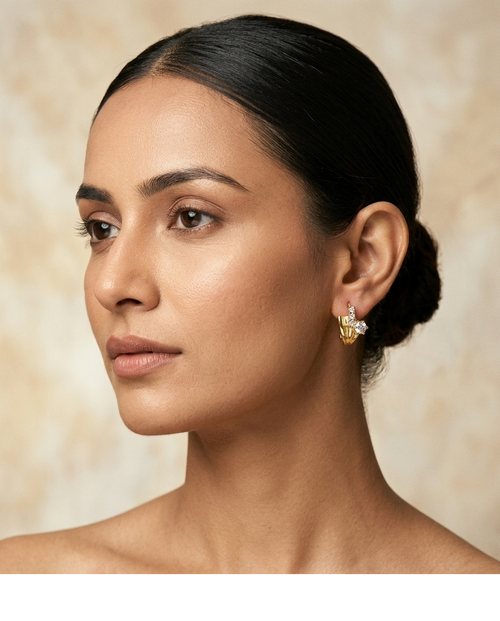 Celeste Spark Gold Plated CZ Stud Earrings for Women