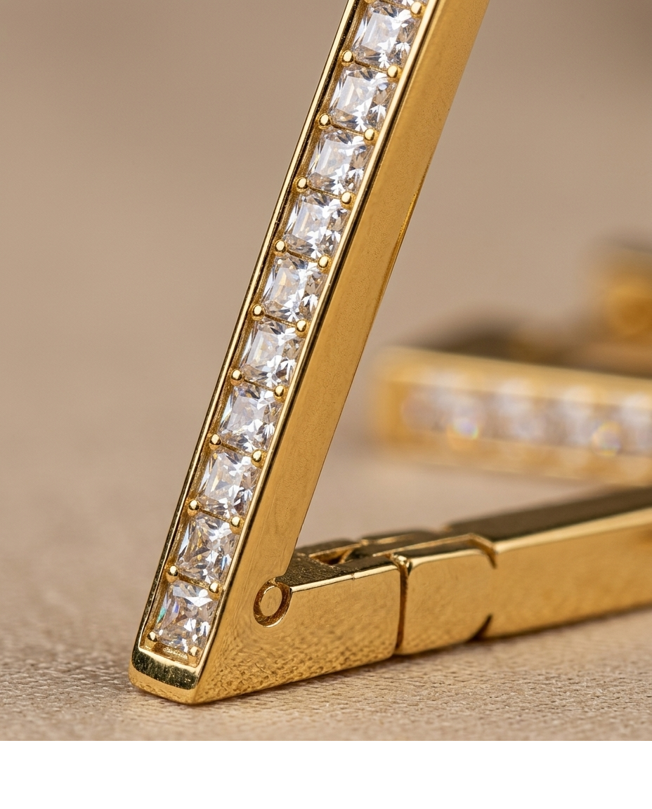 Geometric Triangle Gold Stud Earrings for Women