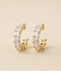Luna Radiance Gold Plated Princess Cut CZ Hoop Earrings for Women