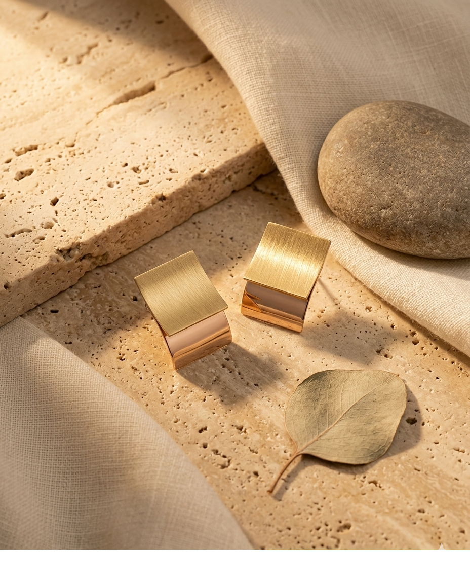 Aurelia Dual Tone Geometric Gold Plated Stud Earrings for Women