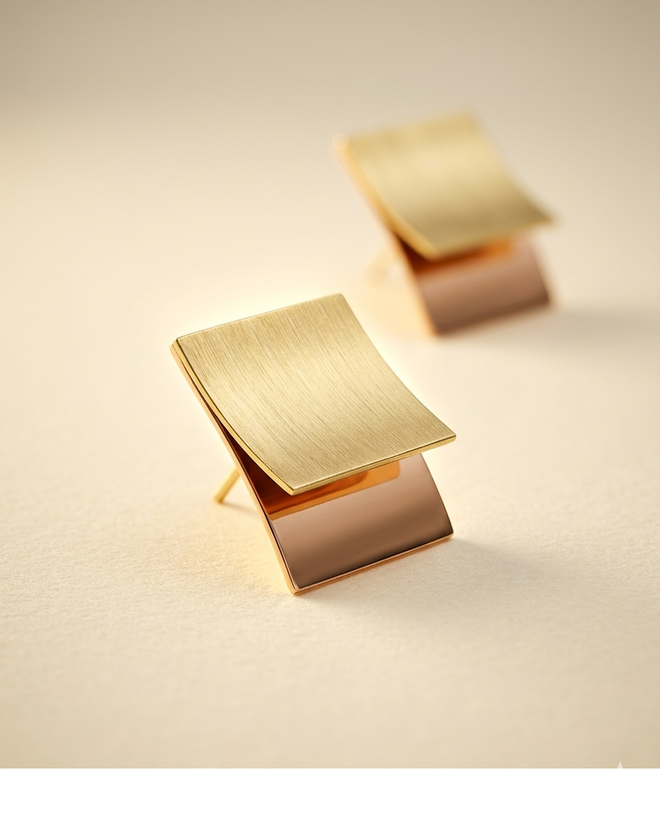Aurelia Dual Tone Geometric Gold Plated Stud Earrings for Women
