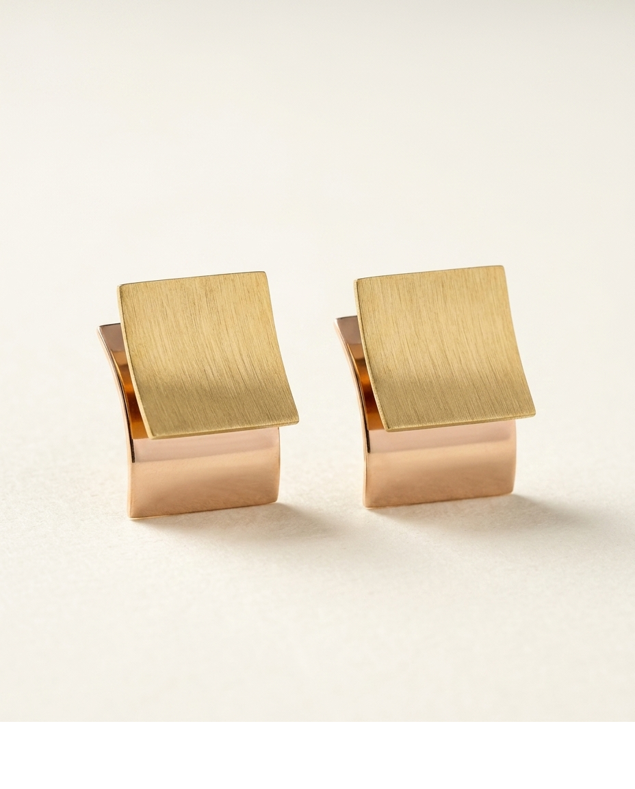 Aurelia Dual Tone Geometric Gold Plated Stud Earrings for Women