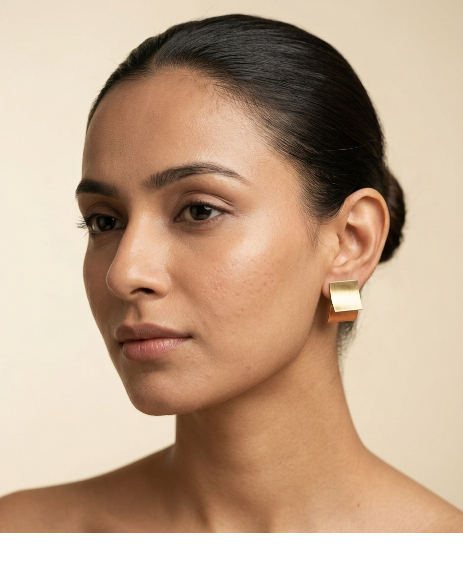 Aurelia Dual Tone Geometric Gold Plated Stud Earrings for Women
