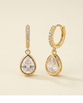 Elara Teardrop CZ Gold Plated Hoop Earrings for Women