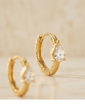 Celeste Pear CZ Gold Plated Huggie Hoop Earrings for Women