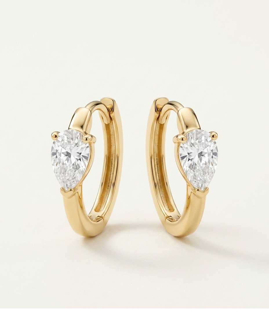 Celeste Pear CZ Gold Plated Huggie Hoop Earrings for Women