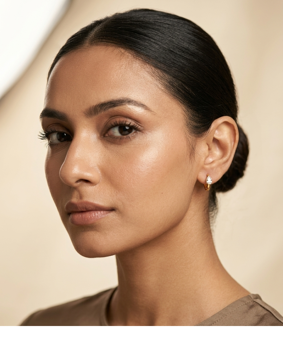 Celeste Pear CZ Gold Plated Huggie Hoop Earrings for Women