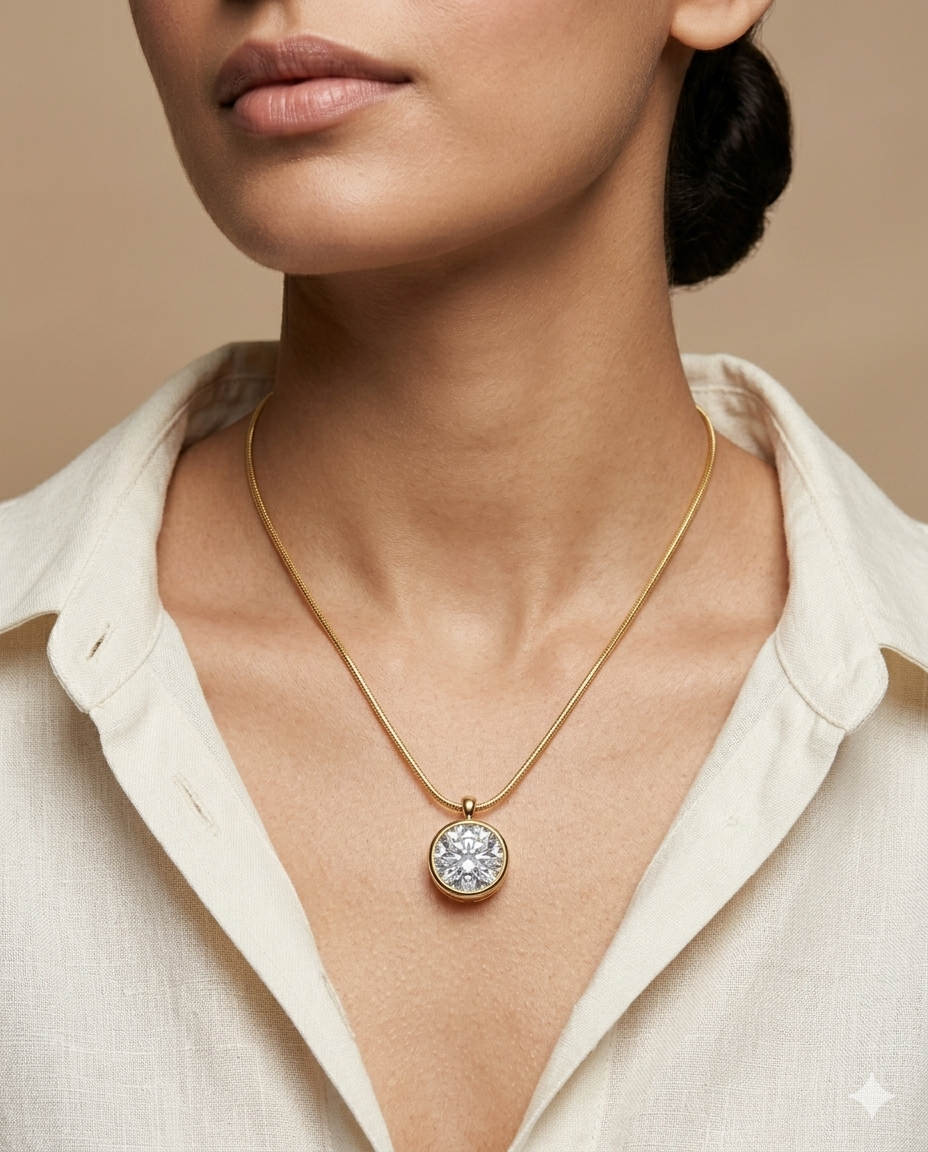 Classic Solitaire Crystal Pendant Necklace