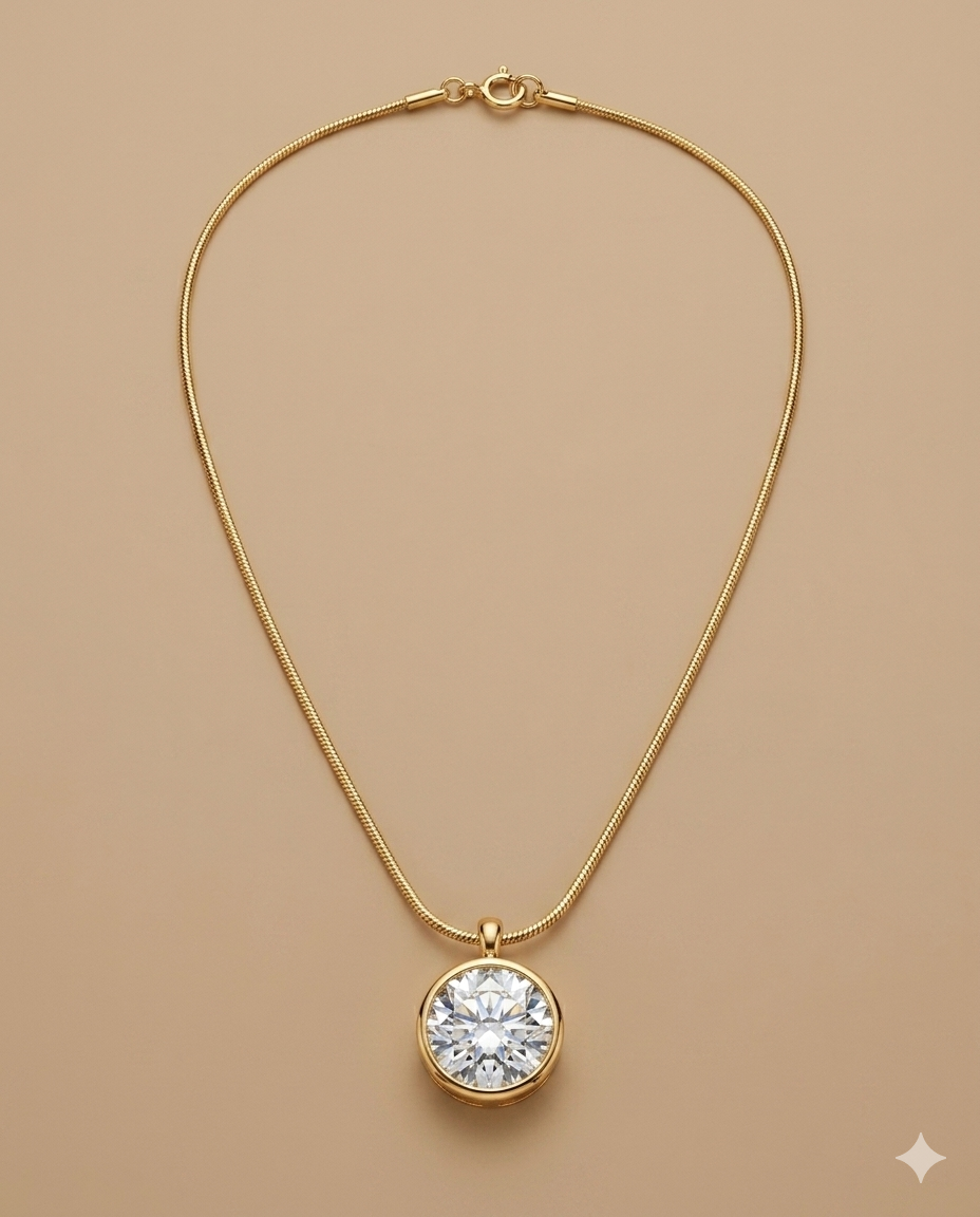 Classic Solitaire Crystal Pendant Necklace