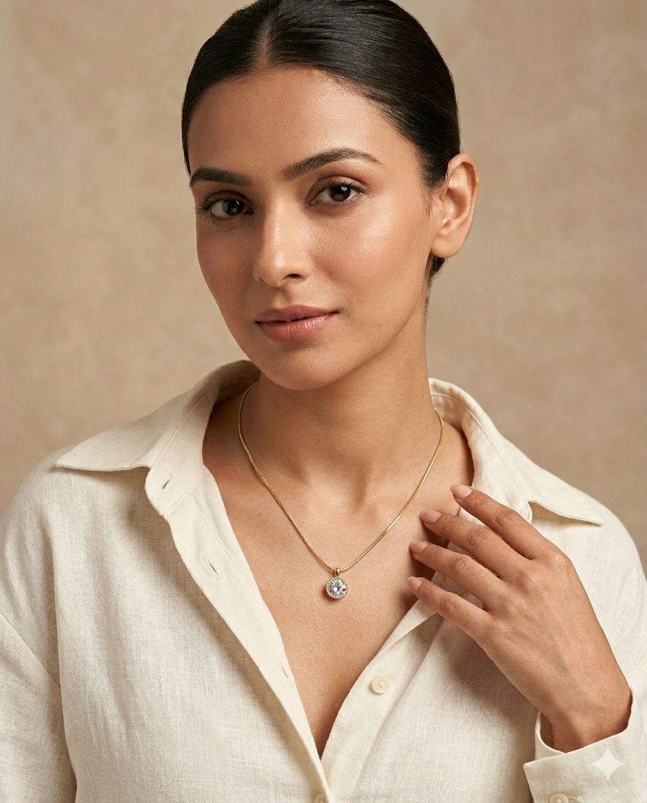 Classic Solitaire Crystal Pendant Necklace