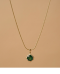 Emerald Halo Compass Pendant Necklace