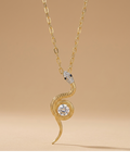 Golden Serpent Crystal Pendant Necklace for Women