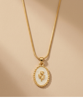 Golden Rose Mother of Pearl Pendant Necklace for Women