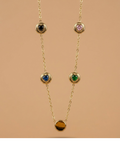 Golden Multi Heart Charm Station Necklace for Women