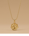 Golden Bloom Floral Coin Pendant Necklace for Women