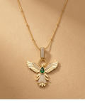 Emerald Angel Wing Pendant Necklace for Women