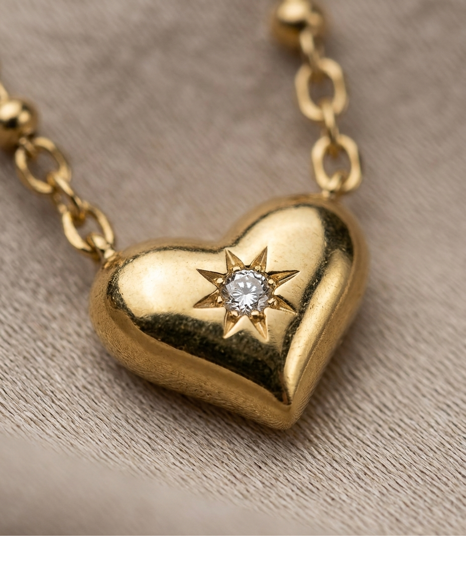 Dainty Heart Charm Necklace for Women