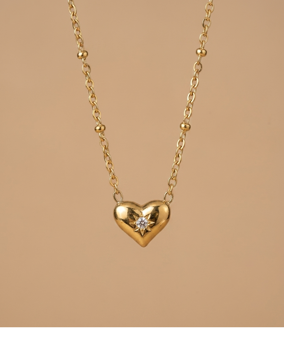 Dainty Heart Charm Necklace for Women
