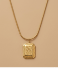 Celestial Engraved Gold-Tone Pendant Necklace for Women