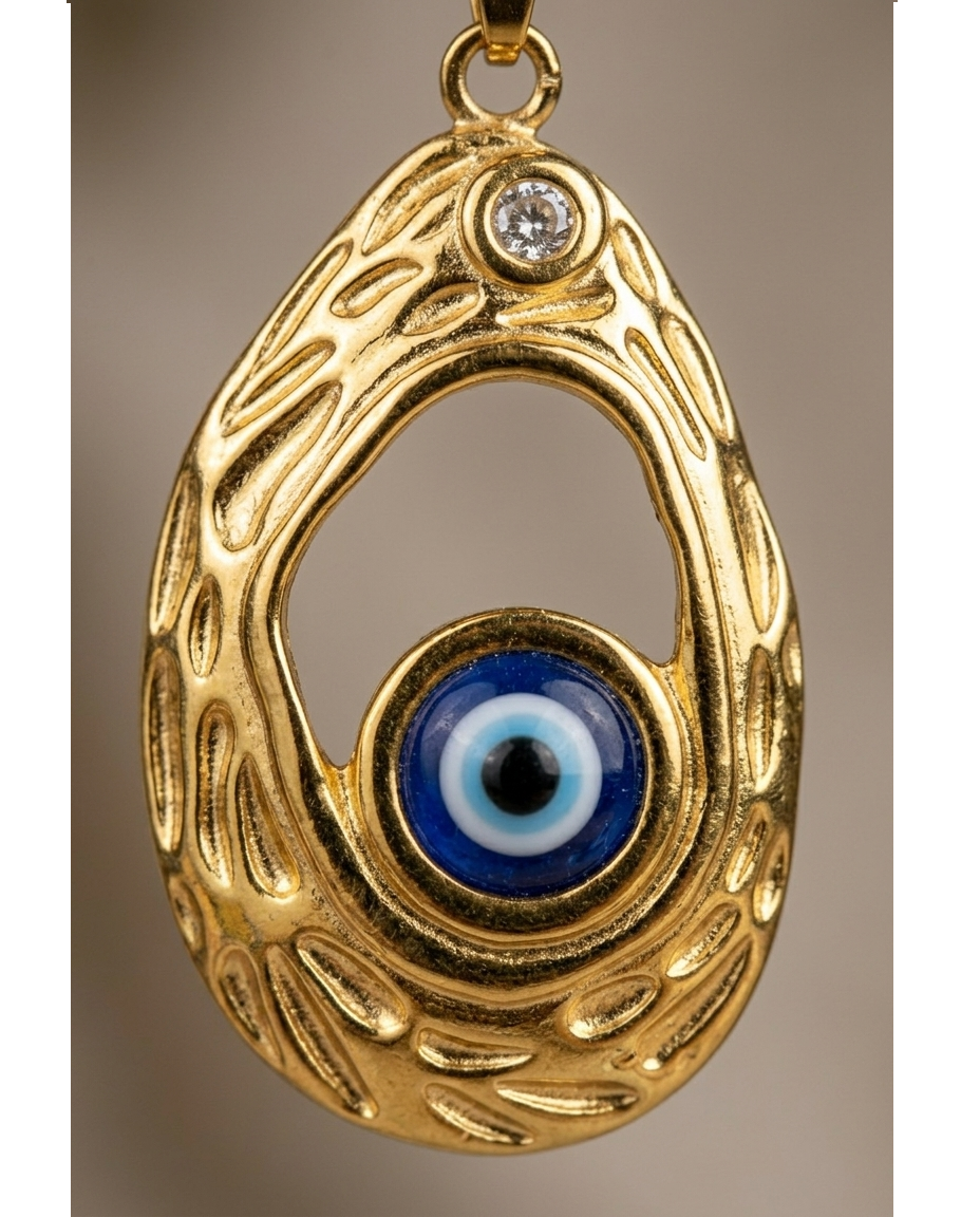 Evil Eye Oval Pendant Necklace for Women