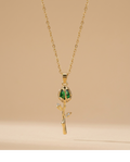Emerald Rose Pendant Necklace for Women