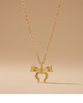 Gold-Tone Bow & Horseshoe Charm Necklace for Women