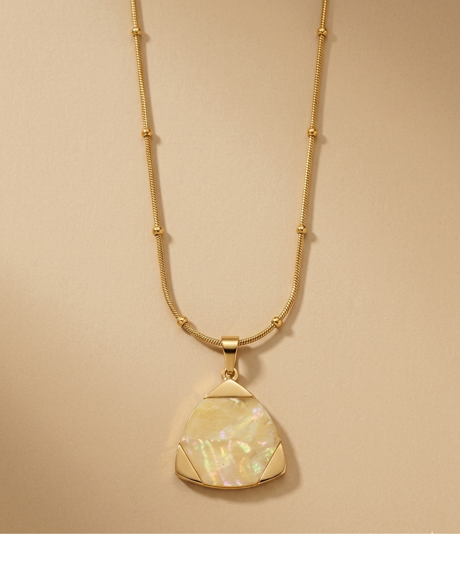 Iridescent Mother of Pearl Pendant Necklace for Women