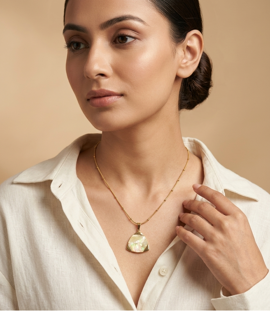 Iridescent Mother of Pearl Pendant Necklace for Women