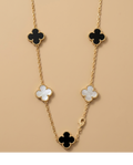 Clover Motif Gold-Tone Station Necklace for Women
