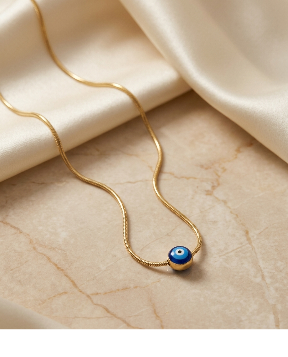 Minimalist Evil Eye Gold-Tone Necklace for Women