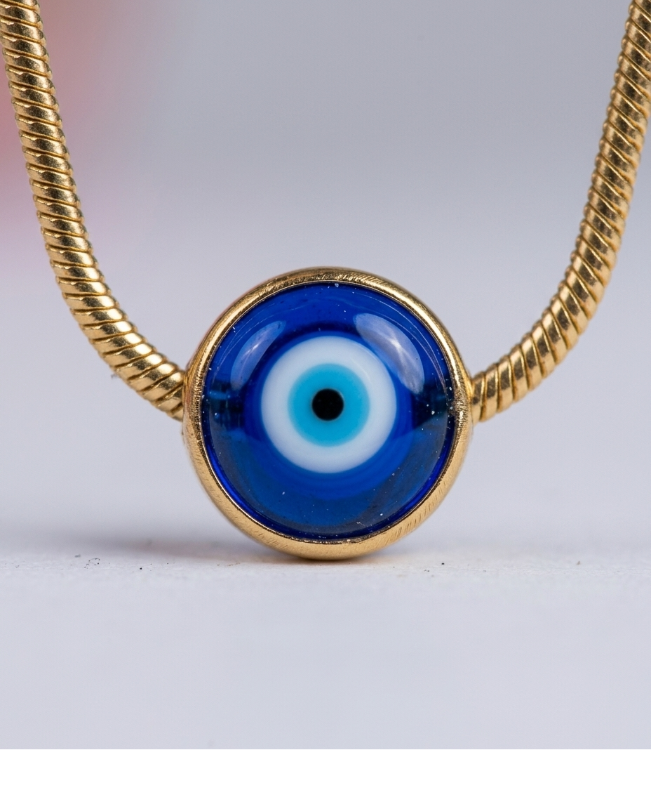 Minimalist Evil Eye Gold-Tone Necklace for Women