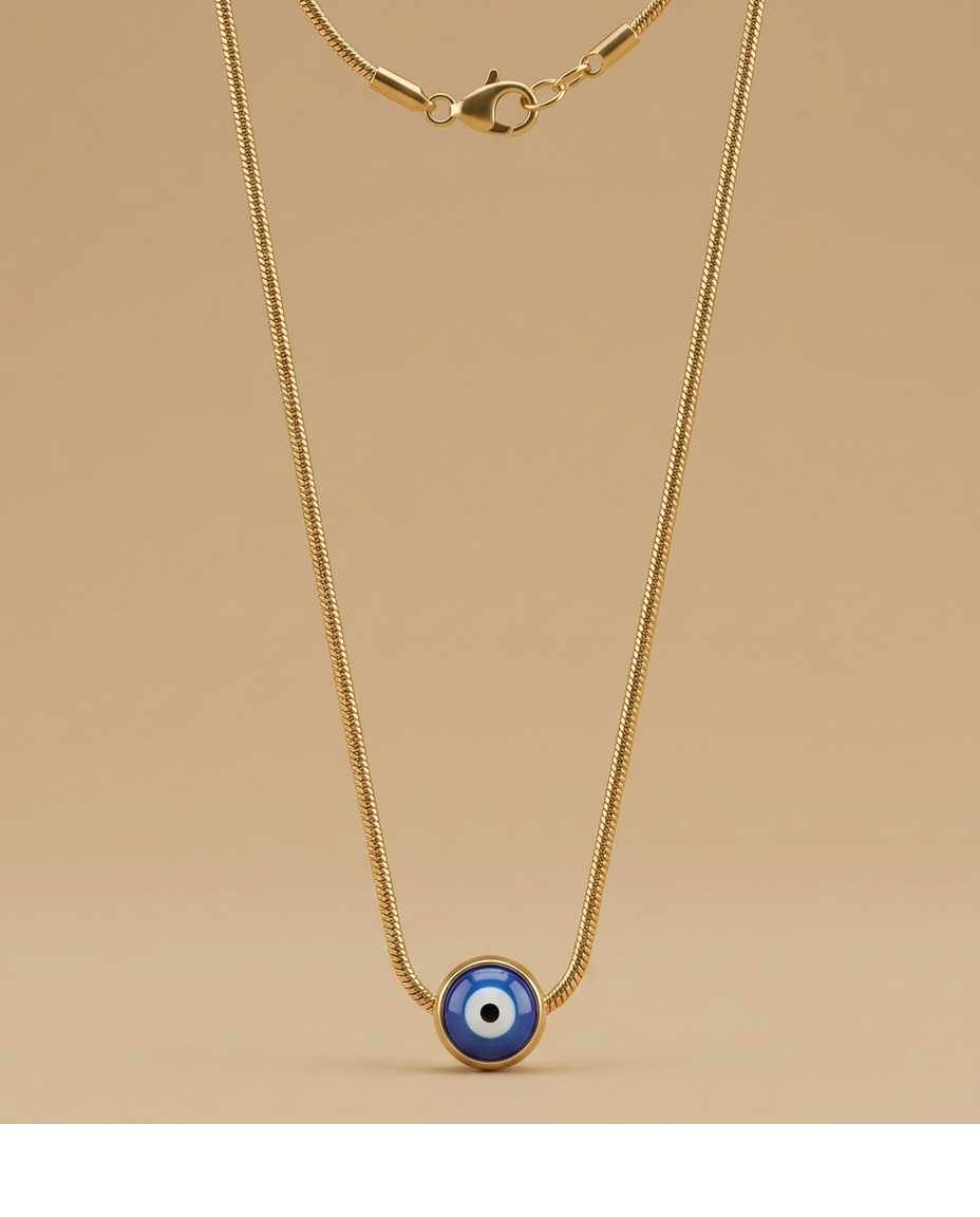 Minimalist Evil Eye Gold-Tone Necklace for Women