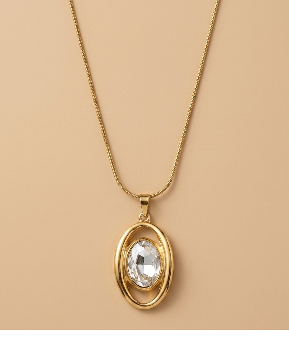 Golden Halo Crystal Pendant Necklace for Women