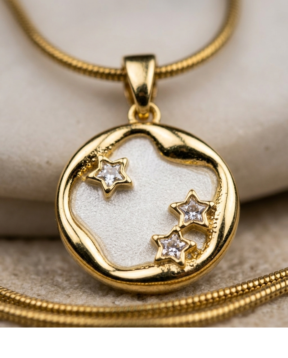 Celestial Gold-Tone Star Pendant Necklace for Women