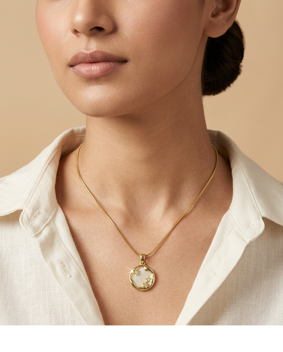 Celestial Gold-Tone Star Pendant Necklace for Women