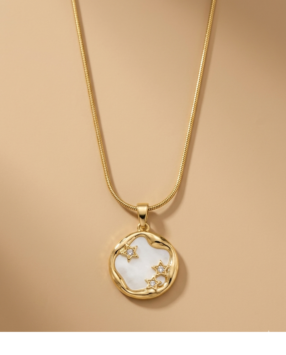 Celestial Gold-Tone Star Pendant Necklace for Women