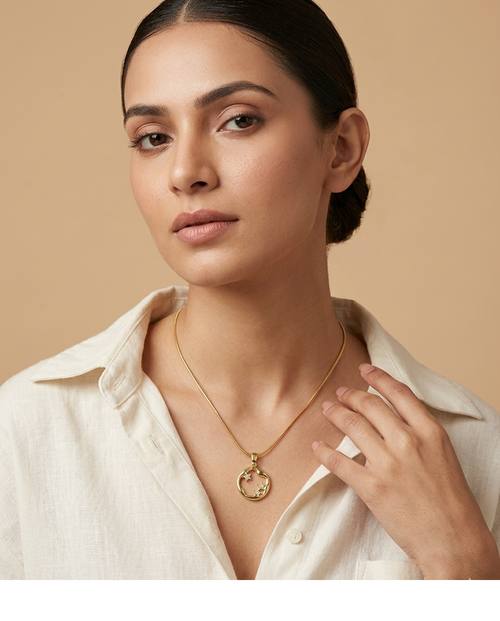 Celestial Gold-Tone Star Pendant Necklace for Women
